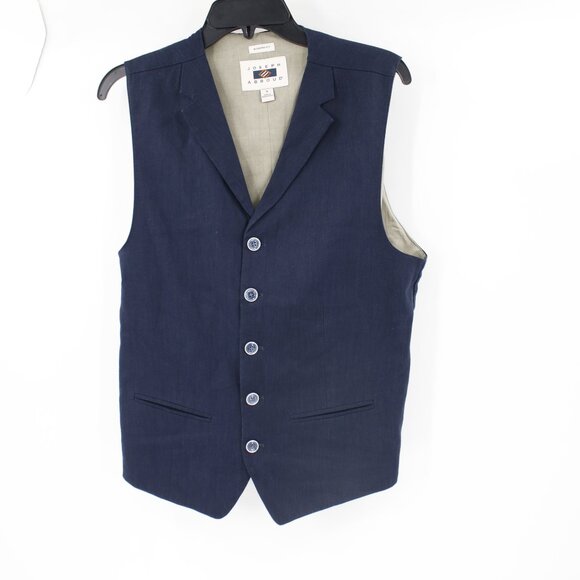 Joseph abboud vest men's small waistcoat five button navy blue gilet linen blend - Picture 1 of 12